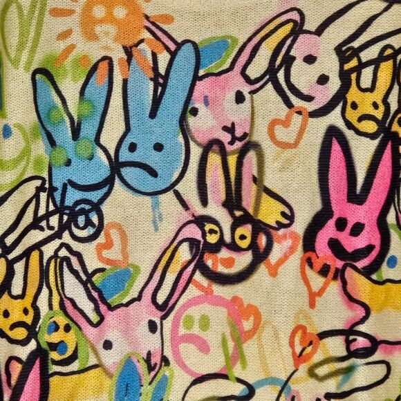 Rabbit Lightweight Crew Neckline Long Sleeves Multicolored & Yellow Knit Sweater - Picture 3 of 11